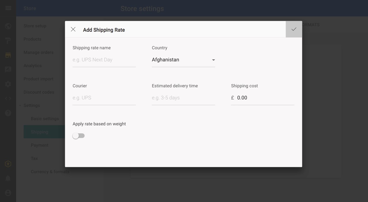 Add a shipping rate