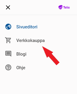 Sivustoeditorin valikkorakenne