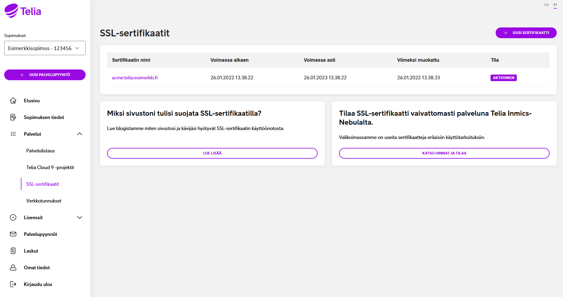 MyNebula: SSL-sertifikaatit - Telia Inmics-Nebula Oy